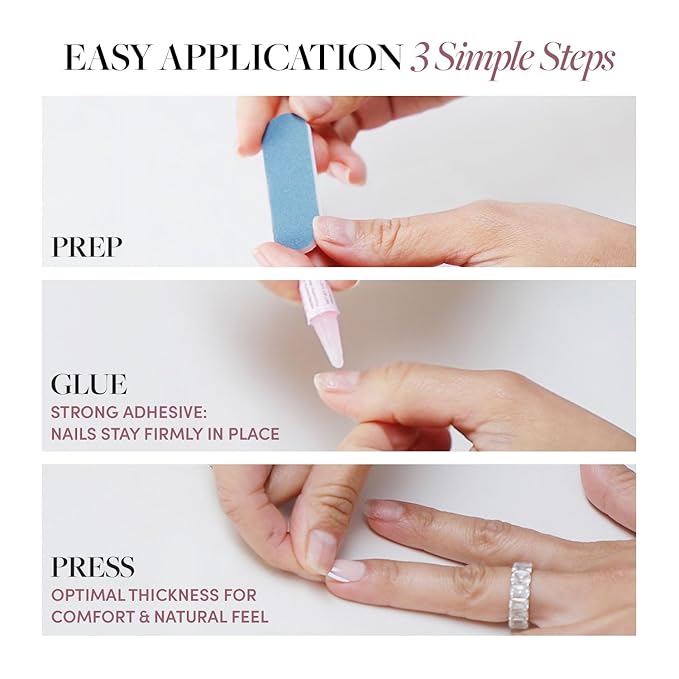 Glamnetic Press On Nails - Flamingo Pink | Opaque Classic Pink Short Almond Fake Nails, Salon Quality | 15 Sizes - 30 Nail Kit