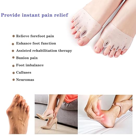 4Pcs Gel Toe Separators, Metatarsal Pads, Bunion Corrector Cushion, Toe Spacers, Ball of Foot Cushions, Soft&Breathable, Idea for Mortons Neuroma,Blisters,Diabetic Feet,Hammer Toe,Rapid Pain Relief