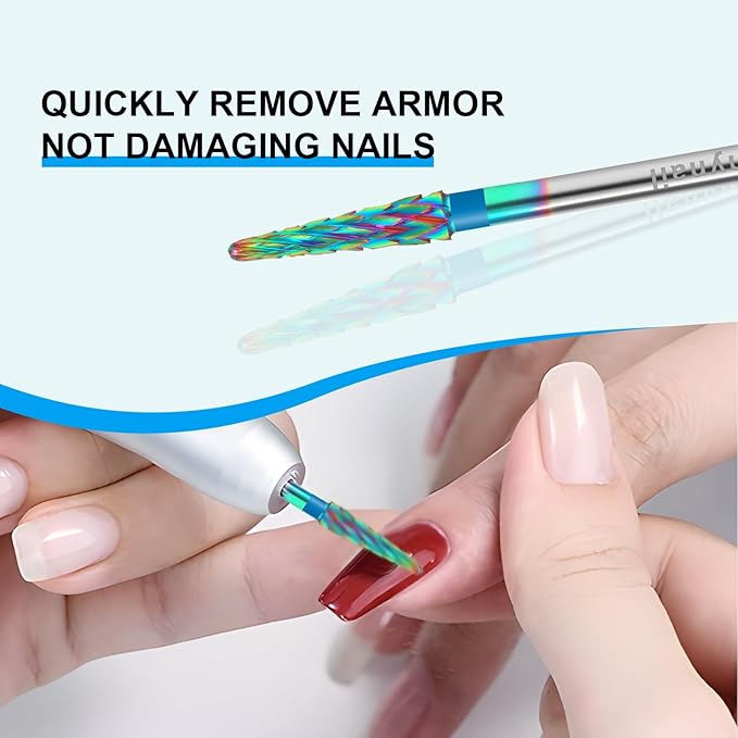 3/32" Small Cone Clean Medium Grit Carbide Cuticle Cleaner Bit for Electric Nail Drills – Professional Manicure Tool for Nail Salons and Home Use (M Grit. Multicolor)