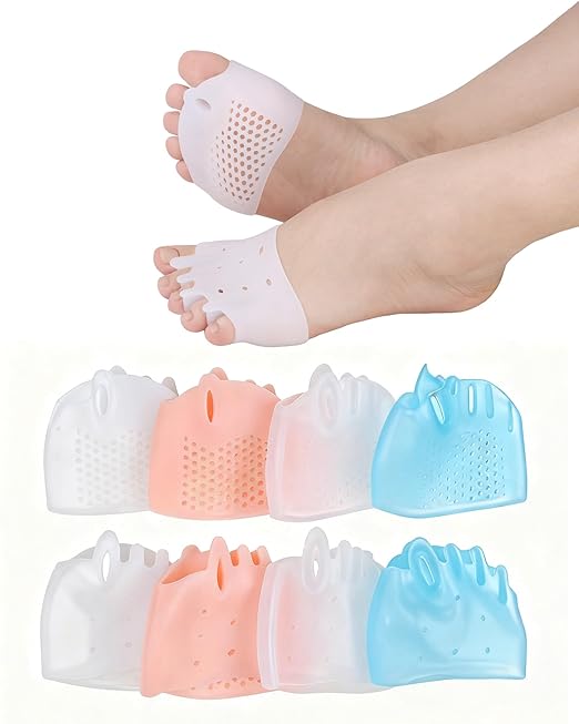 Silicone Toe Separators, Spacers Bunion Corrector for Women Men, Toe Straightener,Breathable Soft and Comfortable Silicone Foot Cushions (4 Pairs)