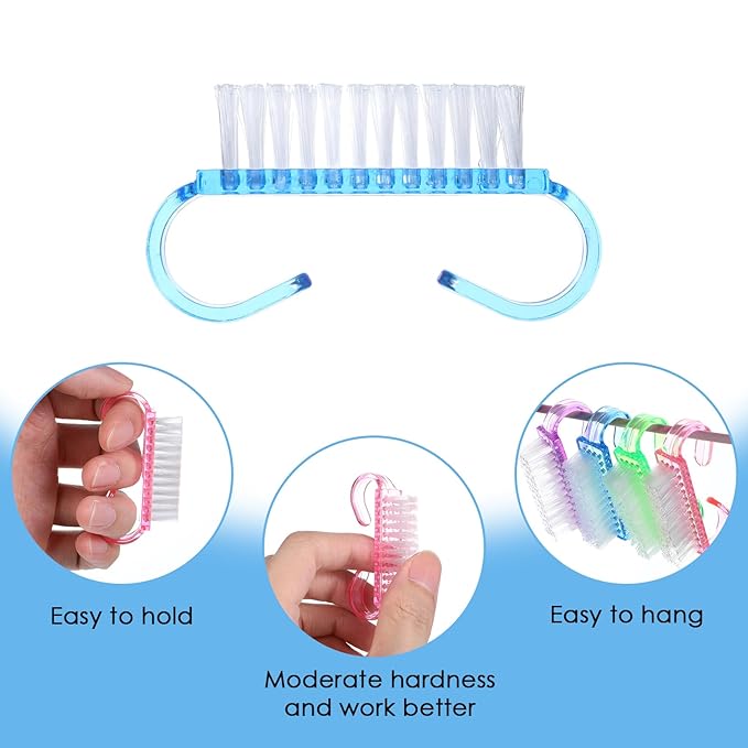 20 PCS Nail Brush for Cleaning Fingernails, Nylon Nail Cleaning Brush, Small Nail Scrubber Brush, Handle Grip Nail Brush Fingernail Brush Cleaner Tools for Toes and Nails