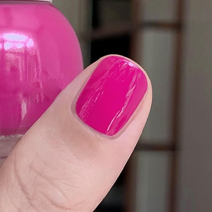 COSMOO Quick Dry Nail Polish, Vegan Chip-Resistant Long-Lasting Nail Lacquer for Nail Art Varnish, 0.34 fl oz (Hot Pink 1)