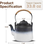 ZENS Ceramic Teapot with Infuser, 33.8oz Japanese Teapot - Image 4