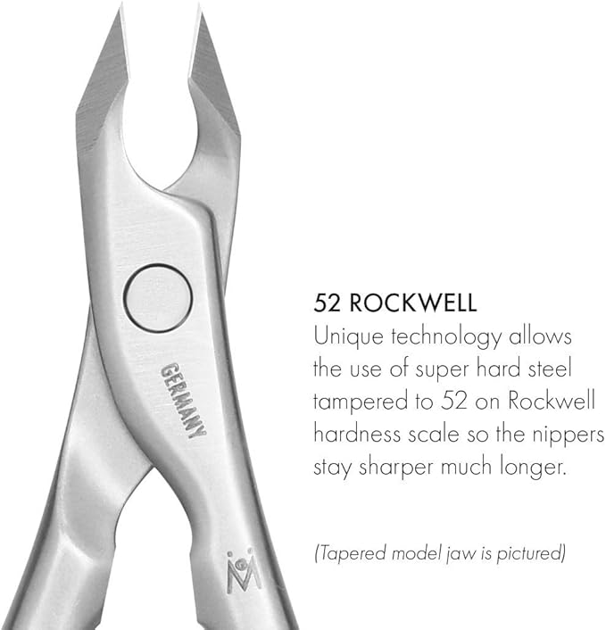 GERMANIKURE Tower Point Cuticle Trimmer - 1/2 Half Jaw Nipper - Ethically Made in Germany - FINOX Stainless Steel Professional Sharp Cuticle Remover in Leather Case – Manicure Tool, r145, 5mm