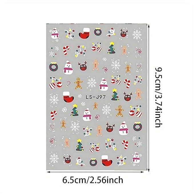 9 Sheets Christmas Nail Art Stickers 3D Christmas Nail Decals with Santa Claus Snowflake Elk Deer Snowman Xmas Tree Design Manicure Decal Winter Cartoon Christmas Nail Art DIY Decor Supplies for Women
