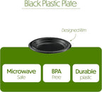 PLASTICPRO 800 PCS Black Plastic Plates Light Weight 6 Inch Plastic Dessert - Image 6