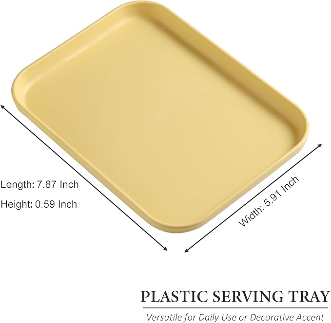 1 Pack Yellow Decorative Serving Tray, Large Manicure Tools Storage Dish, Perfume Jewelry Dinner Placing Plate for Bedroom Kitchen Salon Supplies