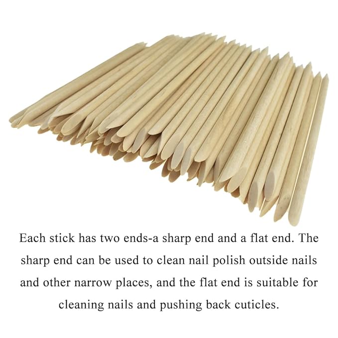 HAHIYO 4.5inches 100PCs Orange Wood Stick for Nail Wooden Nail Cuticle Pusher Stick Double Sided Cuticle Remover Manicure Pedicure Pusher Stick Wood Cuticle Stick for Nail Manicure Tool Nail Cleaning