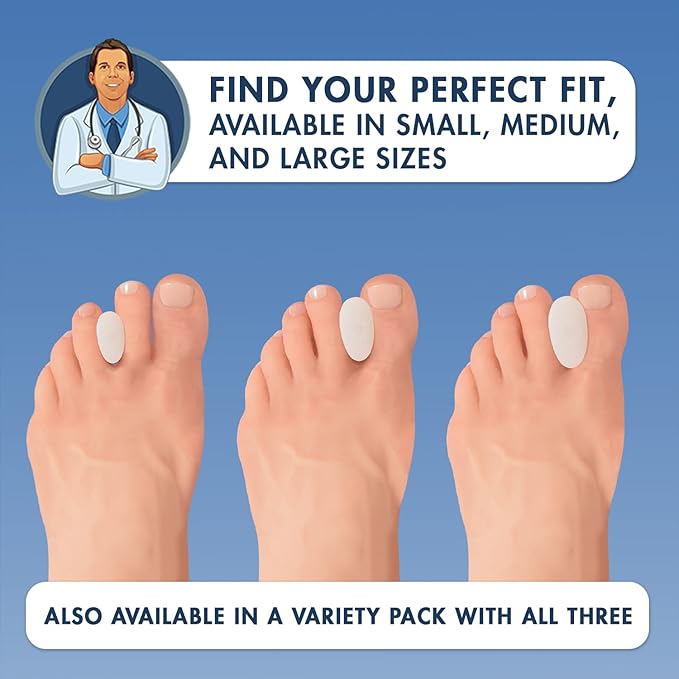 Dr. Frederick's Original Gel Toe Separators / Spacers - 6 ct - Temporary Bunion Corrector - Orthotic for Bunions & Overlapping Toe Pain - Ideal for Running, Yoga, and All-Day Foot Comfort - Large