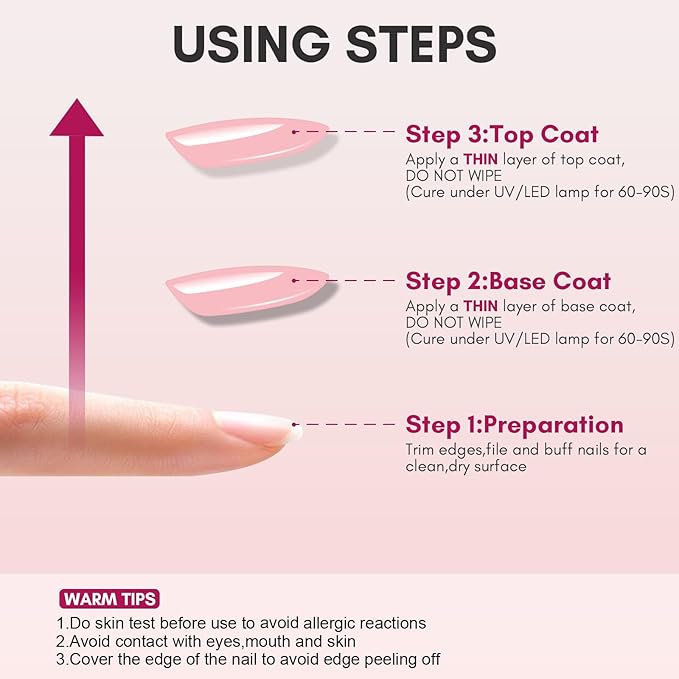 Makartt Rubber Base and Top Coat Gel Nail Polish Set: Includes Pale Petal Base Gel Polish and Long-Lasting Clear No Wipe Top Coat UV LED Lamp Needed (2PCS x 8ML)