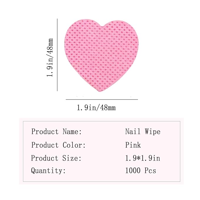 1000 PCS Lint Free Nail Wipes, Lash Glue Wipes Eyelash Extension Glue Wipes, Nail Polish Remover Wipes for Lash Extension Supplies, Nail Wipes for Gel Nail Polish Remover,Lash Glue Cleaning Pads, Pink