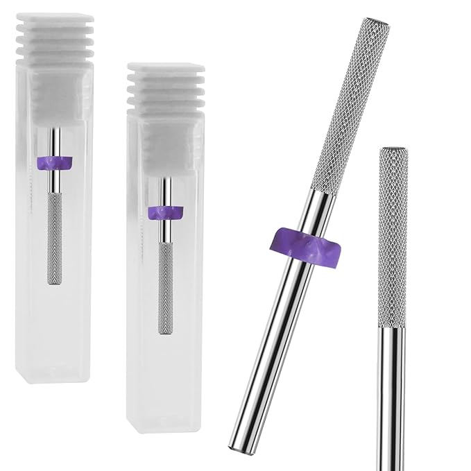 3/32” Tungsten Carbide Nail Drill Bit Buffer Cuticle Remover, Two-Way Rotation Fine Grit-3XF Professional Gel Remover for Manicure Home Salon Pedicure Use Sliver