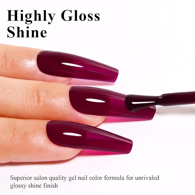 Imtiti Red Gel Nail Polish - Burgundy Red, 15ML - Autumn Winter Cherry Chutney - Soak Off LED/UV Gel Nail Polish DIY Starter Kit