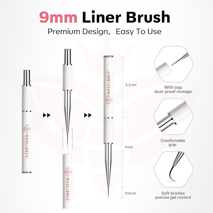 modelones Base Coat Builder Nail Gel, Clear Builder Nail Polish 7-in-One with Detachable Liner Nail Brush LED Lamp Cured Strengthener Color Rubber Base Coat for Apex Building Extension Thickening 10ml