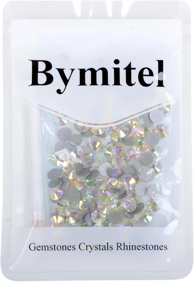 288PCS Art Nail Rhinestones Non Hotfix Glue Fix Round Crystals Glass Flatback for DIY Jewelry Making with one Picking Pen (ss34 288PCS, Crystal AB)
