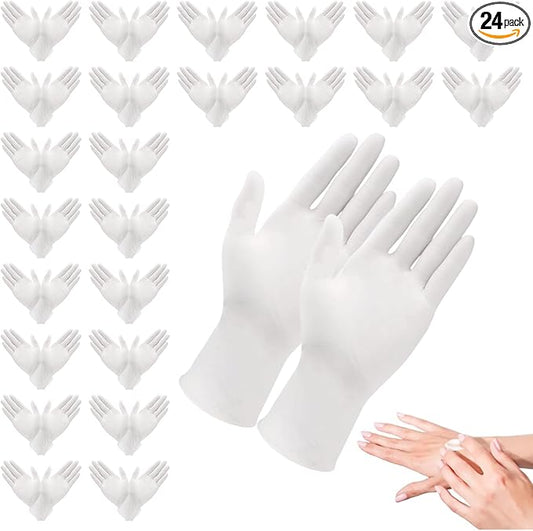 48Pcs White Cotton Sleep Glove, Night Stretchable Cloth Gloves for Dry Hands Eczema SPA Moisturizinc