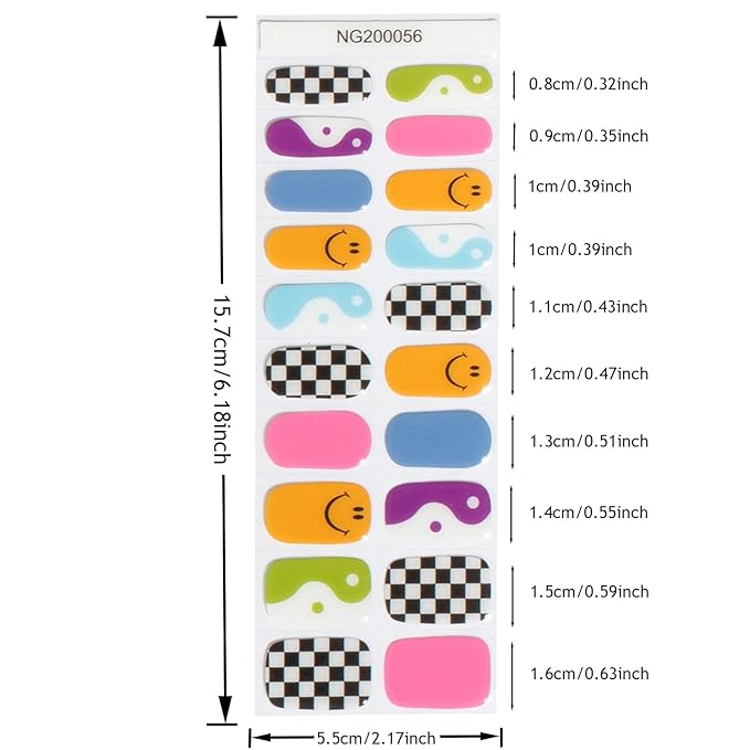 MOMSON Semi Cured Gel Nail Strips - 20 Real Gel Nail Polish Stickers/Full Nail Wraps - Art Manicure Kits for DIY at Home, Salon-Quality, Easy to Apply & Remove (Rainbow Unicorn)