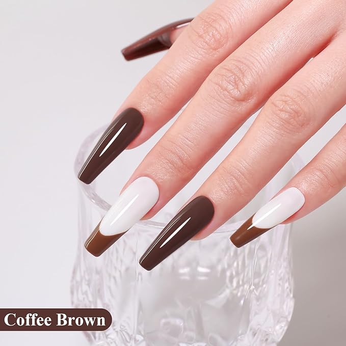 Imtiti Brown Gel Nail Polish, Coffee Brown Gel Polish Autumn Winter Soak Off UV LED High Gloss Art Manicure Salon DIY Design 10ML