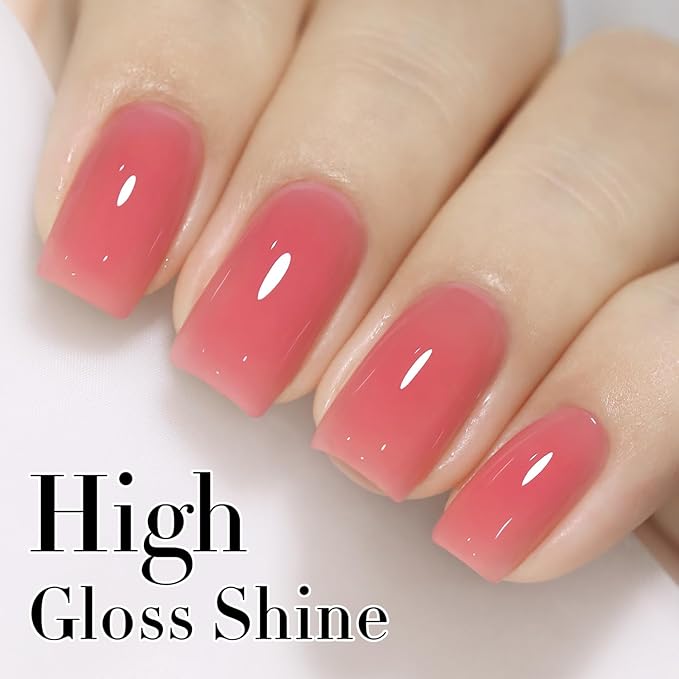 Double Rhythm Gel Polish 15ML Jelly Sheer Pastel Light Milky Color Pearl White Bottle 1 PC 0.5 OZ Full Size Nail Art Salon at Home (Milky Pink-D1382)