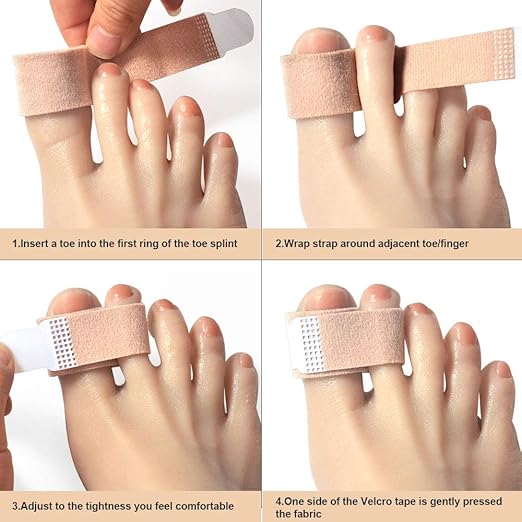 Lengthened Broken Toe Wraps for Your Big Toes, 8 Pcs/Pack Fabric Toe Splint Toe Cushioned Bandages Finger Protectors Straightener Hammer Toe Separators