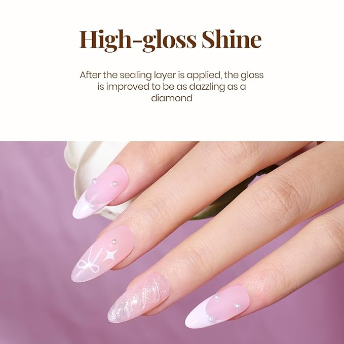 beetles Gel Polish No Wipe Gel Top Coat - Clear Color Top Coat Gel Nail Polish Shine Finish and Long Lasting, Soak Off Nail Lamp, 15ml Christmas Nails Gifts for Girls