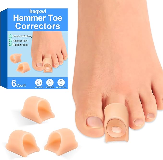 Hammer Toe Corrector, 6 Pack Toe Spacers, Toe Straighteners for Curled Toes, Bunion Corrector for Preventing Rubbing & Relieve Pressure (Small)