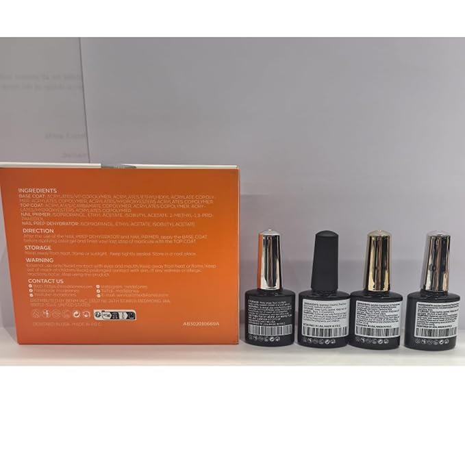 modelones Nail Dehydrator and Primer with Gel Base & Top Coat Set, Acid Free Acrylic Supplies Primer Glossy Gel Nail Polish Top Coat