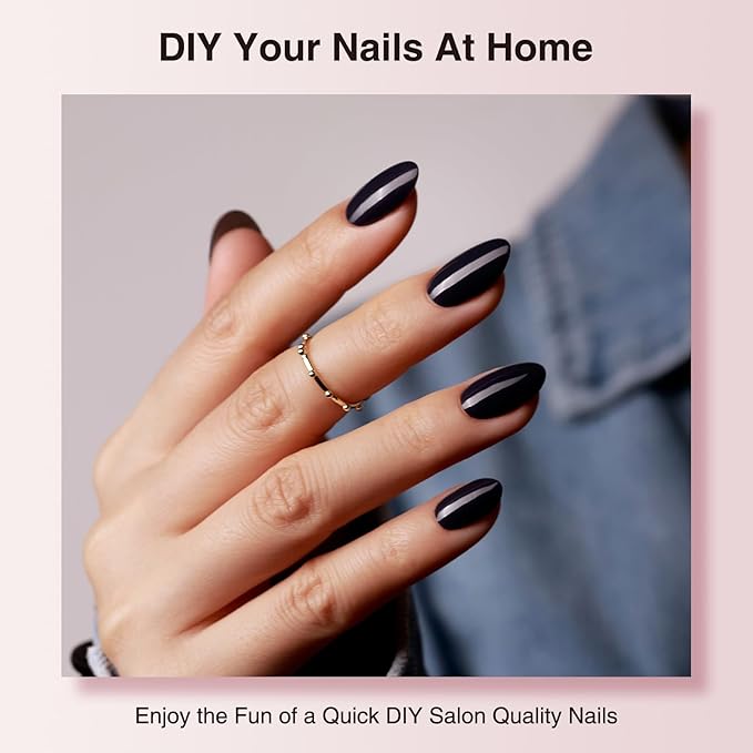Semi Cured Gel Nail Strips, 20 PCS Stickers Work with UV Light, Gel Nail Wraps, Salon Quality & Easy to Use - Haze Blue