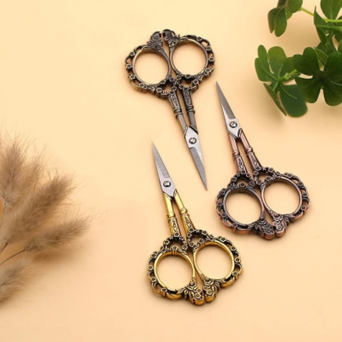 Professional Manicure Scissors, EBANKU Vintage Stainless Steel Cuticle Precision Beauty Grooming for Nail, Facial Hair, Eyebrow, Eyelash, Nose Hair (Red Bronze)