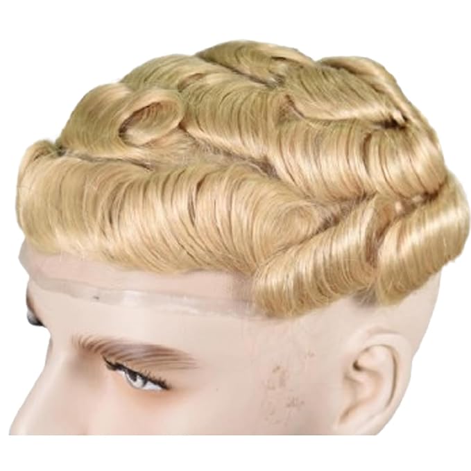 Human Hair Toupee for Men 10x8 Inch,European Human Hair Lace Front Natural Hairline Hair Pieces with 0.06mm Thin Skin PU V-looped Men's Hair Replacement System (#22 color,100% human hair)