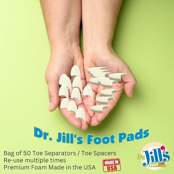 Dr. Jill's Foot Pads, YJ44-9070, Toe Separator Pad 1/4" Foam (50 Pack) with Tail