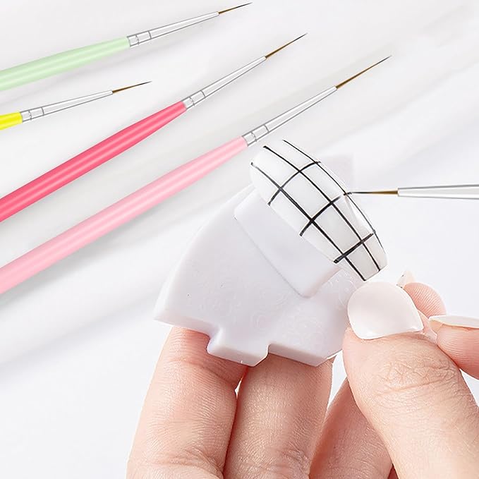 WOKOTO 18 PCS Nail Art Brushes Set Gel Polish Round Tip Acrylic Nail Brush Nail Art Dotting Pens Liner Nail Brushes For Acrylic Nails Art Designs Painting Tools Fingernail Brush Nail Cleaning Brush