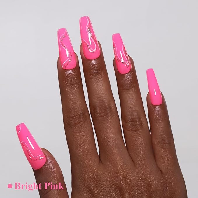 Imtiti Pink Gel Nail Polish, Bright Pink Nail Gel Polish High Gloss Soak Off UV LED Spring Summer Nail Art Manicure Salon DIY Design 10ML