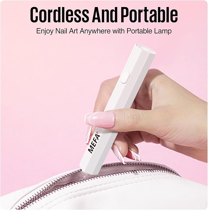 MEFA Handheld UV Light for Gel Nails, UV Nail Lamp with 2 Timer Settings, Portable Cordless Rechargeable USB Nail Dryer for Gel Nail Polish Fast Curing, LED Nail Lamp for Home DIY Salon Women