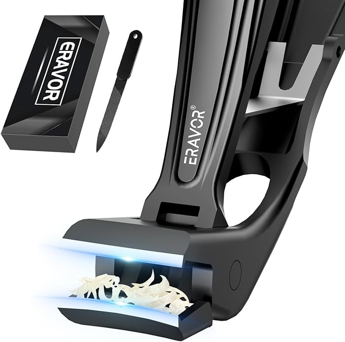 Nail Clippers for Men & Women - Upgrade Angled Head Large Toe Nail Clippers for Men with Wide Jaw Opening, Sharp Heavy Duty Fingernail Clipper Cutter, Premium Steel with Nail Catcher - Black