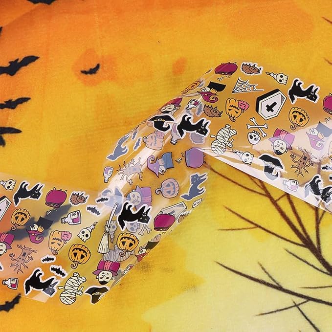 ONPRESS 10 Rolls Halloween Transfer Stickers Pumpkin Spider Vampires Devil Designs Nail Foil Set Fall Black Cat Tombstone Bat Nail Decals for DIY Nail Decoration DIY Adhesive Transfer Wraps Paper