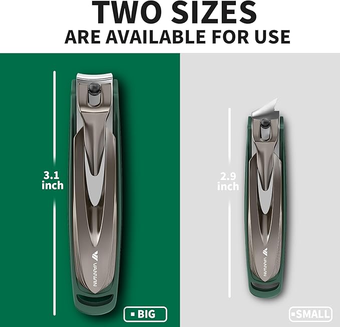 Nail Clippers with Catcher, 2-Pack Slanted & Curved Nail Clippers for Ingrown Toenails and Fingernails, Anti-Splash Nail Cutter for Men, Women, Seniors, Heavy-Duty Finger Nail Clippers Adult