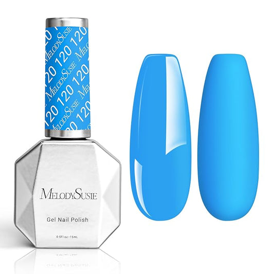 MelodySusie Thick Light Blue Gel Nail Polish,0.5fl oz Nails Soak Off UV LED Bright Ocean Blue Gel Polish Christmas Gift for Women Nail Art Manicure Salon DIY Nail Design Decoration at Home-120