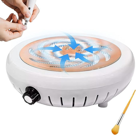 Nail Dust Collector with Cleaner Brush, Compact Nail Dust Collector for Beginner, Vacuum Nail Fan Dust Collector with Reusable Filter for Acrylic Nail Polishing, Salon, Home, Training Classes