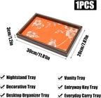 Wooden Valet Tray with Floral Base - Image 2