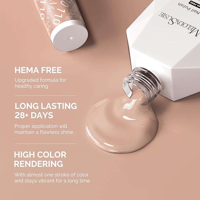 MelodySusie Hema Free Gel Nail Polish, 0.5 Fl Oz Thick Sand Nude Gel Polish, Non Toxic, Long Lasting, Soak Off UV Nail Polish, Manicure Nail Design Salon DIY Nail Art at Home 110