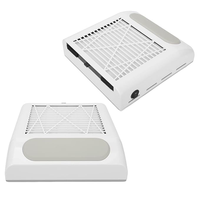 Nail Dust Collector with Reusable Filters, Professional 80W Strong Suction Power Nail Extractor Vacuum, Low Noise Acrylic Nail Dust Cleaner for Home Salon Use, Christmas Gift