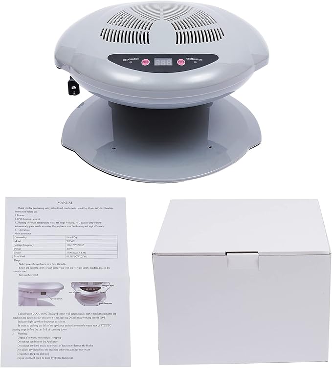 Professional Nail Dryer,400W Air Nail Fan Blower Dryer Machine with Auto Induction Warm & Cool Wind, Manicure Tool with Automatic Sensor,for Fingernail & Toenail Curing,Grey