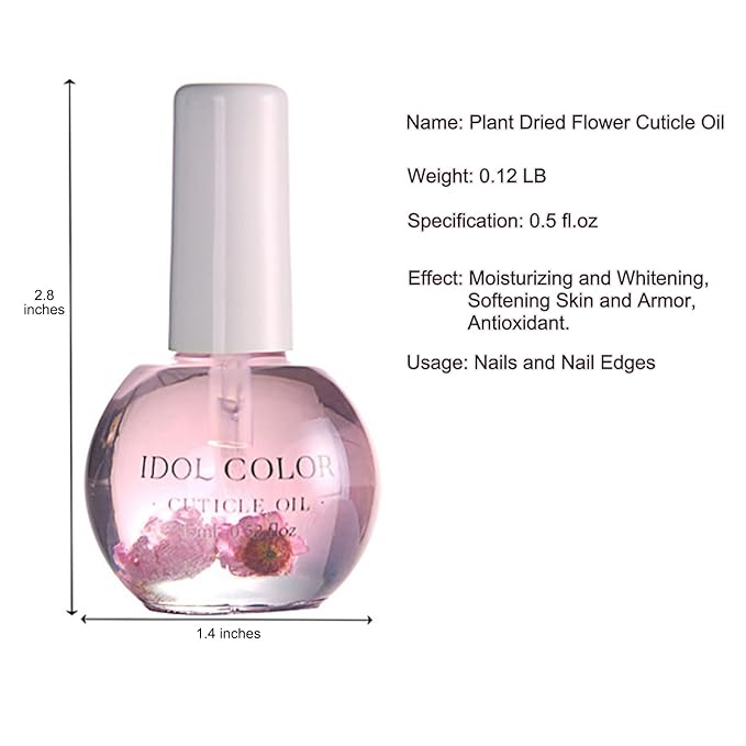 Flowery Scented Cuticle Oil, Infused with Real Flowers, Cuticle Revitalize Oil, Nail Oil For Growth And Strength, Cuticle Remover - Nail Strengthener - Cuticle Softener (0.5 fl.oz, PEACH)