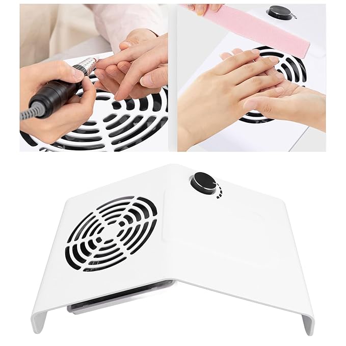 Nail Dust Collector Electric Machine Adjustable Low Noise Suction 80W Vacuum for Salon Studio Nail Vacuum Fan Nail Dust Suction Machine Nail Dust Collector Extractor Nail Art Dust Suction Collector