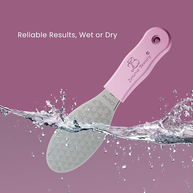 Stainless Steel Foot File with Silicone Grip – Professional Pedicure & Callus Remover, Surgical-Grade Foot Scrubber for Dead Skin & Cracked Heels, Safe for Diabetics, Autoclavable, 2-Year Warranty