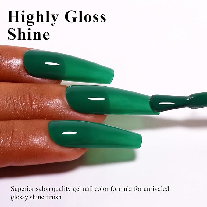 Imtiti Green Gel Nail Polish, 15ML Dark Emerald Autumn Winter UV LED Soak Off Polish, DIY Nail Art Starter Manicure Salon Kit