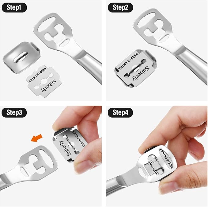 Mudder 120 Pieces Callus Shaver Replacement Blades Corn Plane Stainless Steel Blades Foot Care Tool for Removing Callus