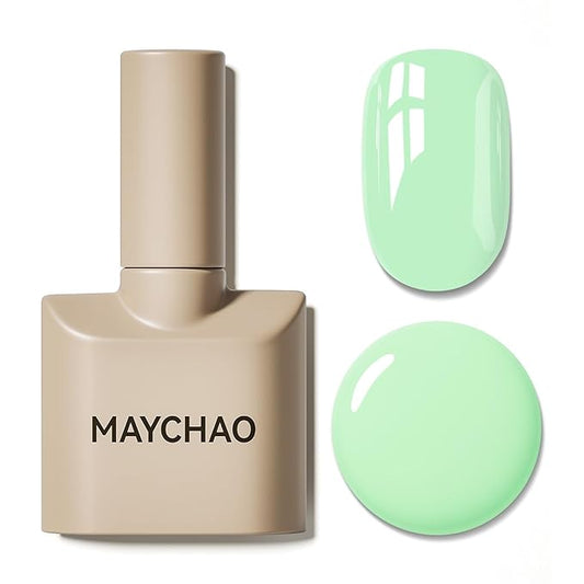 MAYCHAO 15ML Aqua Gel Nail Polish 1Pc Green Gel Polish Soak Off UV LED Nail Polish Nail Art Starter Manicure Salon DIY at Home, 0.5 OZ