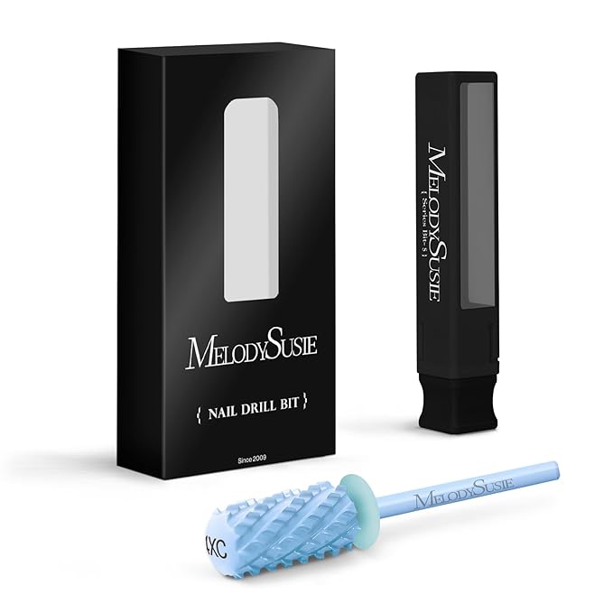 MelodySusie Safety Nail Drill Bits, 3/32'' Smooth Round Top Large Barrel Carbide Bits, Suitable for Manicure Pedicure Cuticle Gel Polishing, Beginners Bits, Light Blue, Series Bit-S, 4XC